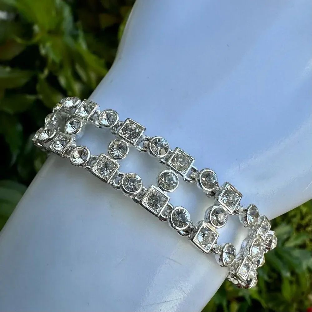 Silver tone rhinestone bracelet